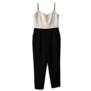 Ted Baker London Jumpsuit Black White Womens Sz‎ 2 Pockets Tapered Leg SEE